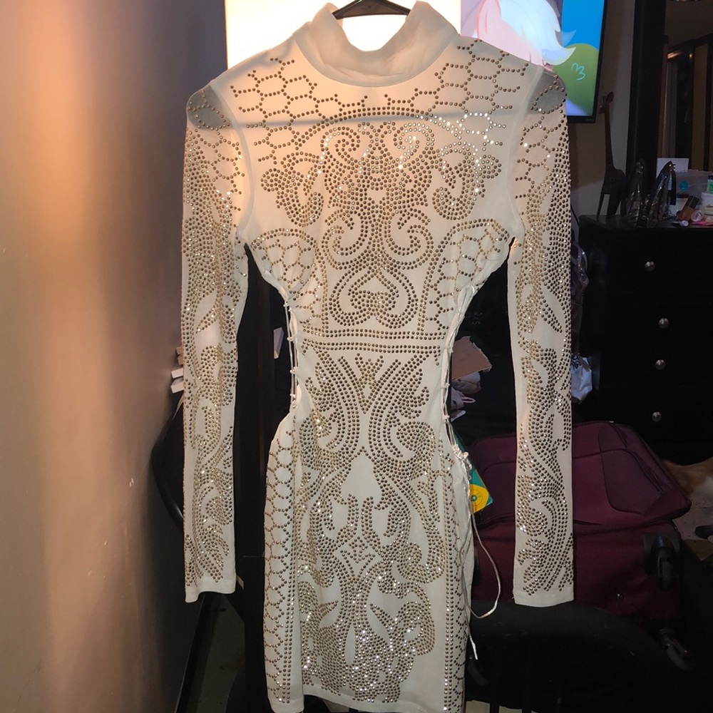 White studded cut out dress size Small